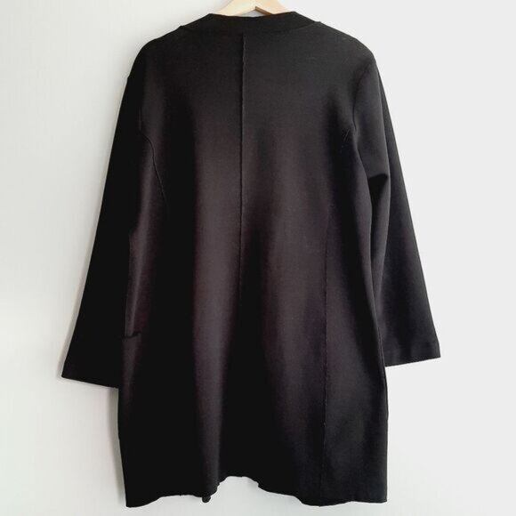 OLSEN / Europe Unstructured Comfy Stretch Long Blazer Cadigan Jacket Black Sz M - Picture 5 of 8
